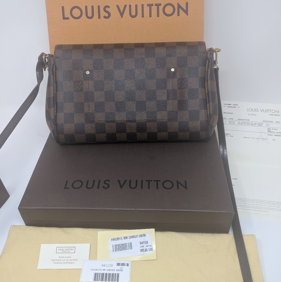 Louis Vuitton LV Brown Bag Favorite MM Damier Auth - Picture 2 of 8